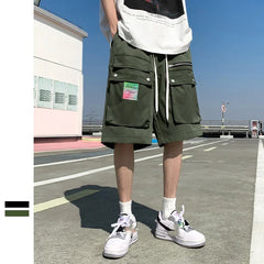 BONSIR  -  Summer Big Pockets Mens Cargo Shorts High Street Streetwear Straight Bermuda Masculina