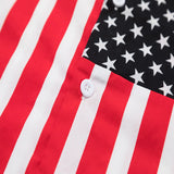 BONSIR  -  Spring Summer Men's Beach Shirts Fashion Men Shorts Sleeve Breathable Hawaii Tops Shirts Men USA Flag Stripe Shirt Clothing