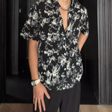 BONSIR  -  Summer New Men's Printed Short Sleeve Shirt Retro Fashion Casual Trend Loose Lightweight Breathable Beach Vacation Men Tops