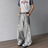 BONSIR  -  Mens Jeans Dirty Dye Hip-Hop Casual Pants Streetwear Fashion Personality Daily Versatile Straight Pants Men'S Clothing 2025 New