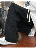BONSIR  -  High Steet Solid Corduroy Pants Men Casual Baggy Pleated Pants Loose Joggers Autumn Wide Leg Trousers American Sensual Pants Men