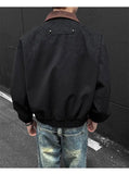 BONSIR  -  American Style Men Jacket Contrast Color Turn-down Collar Patchwork Washing New Autumn Silhouette Loose Male Coat 24K5356