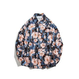 BONSIR  -  Spring Vintage Men's Long Sleeved Shirt Colorful Flower Floral Print Single Breasted Top Loose Casual Men's Clothing