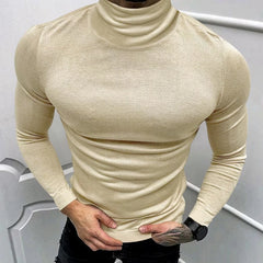 BONSIR  -  2024 Spring Fall Casual Solid Color Basic T-shirt Men Clothing T Shirt Luxury Men's T Shirts Turtleneck Long Sleeve Slim Tops