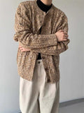 BONSIR  -  umn and winter knitted sweater men contrasting color old money style knitted cardigan loose retro twist lazy sweater jacket men