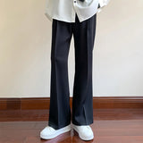 BONSIR  -  Summer Black Suit Pants Men Fashion Social Mens Dress Pants Korean Loose Bell-bottoms Pants Men Mens Office Formal Trousers