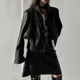 Bonsir Mens Pu Jacket Motorcycle Pocket Pu Leather Jacket Spring Streetwear Fashion Harajuku Grunge Coat Old Money Men'S Wear 2025 New