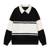 BONSIR  -  Heavy Striped Polo Collar Sweater, Male 2025 Spring Leisure American Male Top Without Hood Spring Leisure Polo Shirt