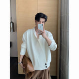 BONSIR  -  Autumn and winter simple design drop-down cardigan sweater loose lazy men's and women's casual knitted sweater jacket