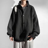 Bonsir Vintage Men's Winter Turtleneck Sweatercoat Buttons Cardigan Knitted Outerwear Fashion Oversize Clothes Casual Jumper Man
