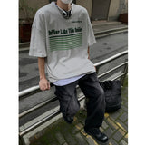 BONSIR  -  Mens Cotton Oversized T-shirt Summer Short Sleeve Loose Breathable T Shirts Men Hip Hop Print Y2k Tops Tee Harajuku Goth Clothes