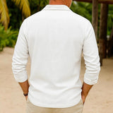 BONSIR  -  Summer New Casual Mens Linen Shirts Long Sleeve Loose Breathable Shirt Vintage Turn-down Collar Buttoned Men Shirt Cardigan