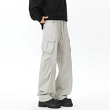 BONSIR  -  Black Casual Pants Men Retro Pocket Cargo Pants Men Japanese Streetwear Hip-hop Loose Straight Pants Mens Vintage Trousers