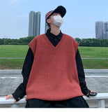 BONSIR  -  Autumn Streetwear Mens Loose Sweater Vest Casual Thermal Oversized Winter Sweater Vest Men Sweater Vest  for Daily Wear