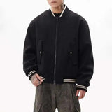 Bonsir Spring and Autumn New Men's Fashion Trend Wool Baseball Jacket Short Jacket Unisex American Street Loose Pilot Jacket Men