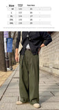 BONSIR  -  American Sle Cotton Linen Workwear Pants Men Loose Straight Leg Floor Length f Elastic Buttoned Linen Breathable Suit