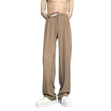Bonsir Suit Pants For Men Fashionable And Elegant Loose Straight Casual Pants British Style Solid Color High-Waisted Wide-Leg Pants