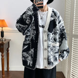 Bonsir Asymmetrical Cardigan Men Single Breasted Loose Korean Style Hipster High Street Stylish Simple All-match Handsome Popular Chic
