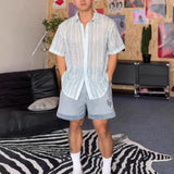 BONSIR  -  Men Shirts Thin Holiday Casual Shirts Summer Streetwear American Fashion Outdoor Trend Short-Sleeve Tops Men'S Clothing 2025 New