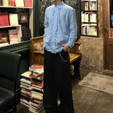 Bonsir Mens Shirts Lace Pleated Shirts Autumn Streetwear Fashion Medieval Court Elegant Casual Thin Long Sleeve Tops Men'S Clothing