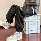 BONSIR  -  Army Green Cargo Pants Men Autumn Korean Streetwear Men's Harajuku Loose Straight Workwear Trousers New Wide-leg Baggy Pants Man