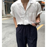 BONSIR  -  Men's Vintage Camp Collar Short Sleeve Shirt - Relaxed Fit Lightweight Oversized Summer Casual Top Breathable Beach & Streetwear