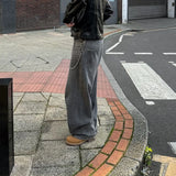 Bonsir Y2k European and American Harajuku Streetwear Washed Jeans Mens Solid Color Loose Casual Jeans Same Style for Men and Women