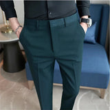 Bonsir Summer Embroidered Business Formal Pants Men Korean Style Slim Office Social Suit Pants High Quality Streetwear Ankle Pants