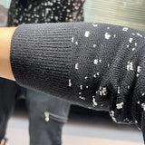 Bonsir Mens Shirt Starry Glitter Jacquard Knitted Sweater Pullover Autumn Casual Versatile Party Thick Warm Base Shirt Men’s Clothing