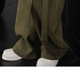 BONSIR  -  suede ribbon pants for men's high-end draping and velvet scimitar pants American casual trousers