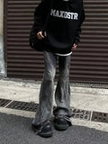 BONSIR  -  adient Dyed Men's Jeans High Street Sle Slimming Micro Flared Trousers Trendy Color Blo Design Casual Long Pants