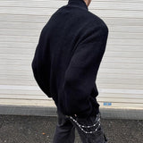 Bonsir Mens Sweater Irregular Knitted Sweater Genderless Dark Style Streetwear Campus Performance Simple Long-Sleeve Top Unisex