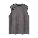 Bonsir Mens Vest Ripped Sports Breathable Tank Top Fashion Streetwear Personality Versatile Sleeveless Top Men'S Clothing Summer New