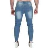Bonsir Autumn/Winter New Men's Solid Color Distressed Small Foot Tight Denim Pants
