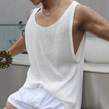 BONSIR  -  Tank Top Vest Daily Mens Sleeveless Sports Streetwear Summer Athletic Breathable Fitness Knitted Comfy Fashion