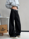BONSIR  -  American High Street Waed Wide Leg Straight Cut Jeans Men Women Vintage Street Faion Loose Casual Trousers
