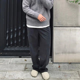 BONSIR  -  autumn and winter thickened velvet pants knitted straight solid color cereal soft waxy lazy casual pants men