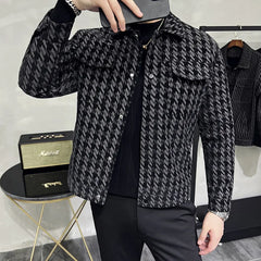 Bonsir Autumn New Men Lapel Jacket Single Breasted Slim Fit Casual Short Coats Streetwear Male Multiple Pockets Social Overcoat