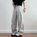 BONSIR  -  Solid Color Washed Men's Cargo Pants Casual Autumn New Style All-match Pleated Design Versatile Male Trousers 24K5170