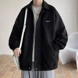 BONSIR  -  Spring Autumn Vintage Casual Coats Solid Color Men's Clothing Turn-down Collar Fashion Zipper Korean Single-breasted Jackets New