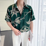 Bonsir Fashion Flower Shirts Men Short Sleeve Loose Casual Shirts High Quality Non Ironing Social Party Streetwear Men Clothing