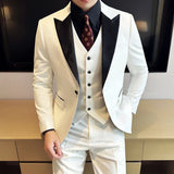 Bonsir New Men Suit Formal Business Work Wedding Stage Tuxedo Fashion Men Slim Social Formal Suit 3 Pcs Set (Jacket + Vest + Pant)