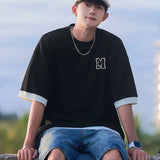 BONSIR  -  Summer Oversized T Shirt Men Tees Short Sleeve Korean Fashion T-shirts Hip Hop Streetwear Drop Shoulder Male Casual Tops