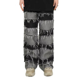 Bonsir Y2K Streetwear Baggy Stacked Jeans Pants Men Clothing Patchwork Straight Loose Long Trousers Pantalones Hombre