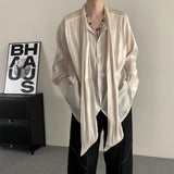 Bonsir Mens Shirt Flowing Collar Chinese Performance Top Thin Niche Personality Streetwear Beach Vacation Shirt Unisex Summer New