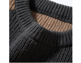 BONSIR  -  Autumn Men's O-Neck Striped Sweater Casual Men Warm Cashmere Knitted Pullover Men Classic Loose Knitwear Sweaters Clothing