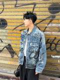 Bonsir American Style Graffiti Denim Jacket Heavy Duty Washable Streetwear Letter Print Top For Men And Women ropa hombre Winter Coat