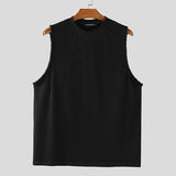 BONSIR  -  Men Tank Tops Solid Color Tassel O-neck Sleeveless Male Vests Summer Streetwear Loose 2025 Fashion Casual Men Clothing