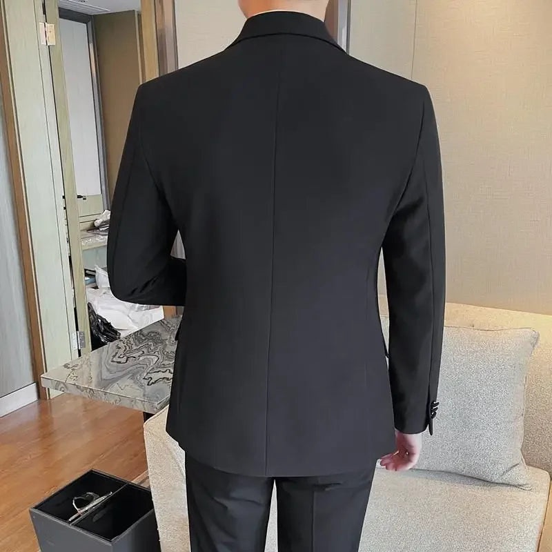 Bonsir Fashion Double Breasted Design Slim Fit Suit Jacket 2024 New Men's Casual Wedding Party Blazers Best Man Prom Suit Coats Tuxedo