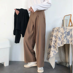 Bonsir -  wear /men's vintage casual Wide Leg Pants with belt for Male Autumn tide new Loose all-match Pants 2Y272